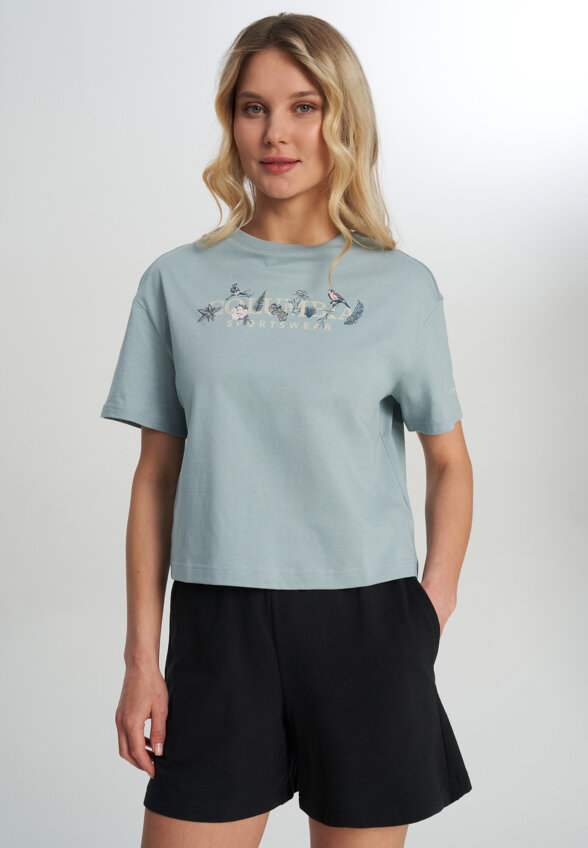 Футболка женская Columbia Rolling Bend Graphic Relaxed Crop SS, Голубой