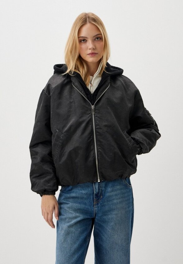 Куртка кожаная утепленная Zolla