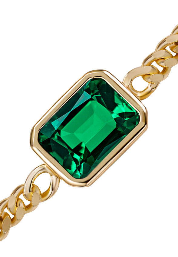 Серебряный браслет Элизабет с фианитом в покрытии желтое золото MIE