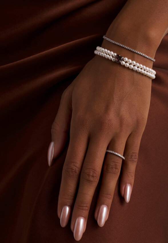 Теннисный серебряный браслет с фианитами MIE