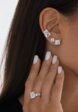 Cеребряные квадратные серьги-гвоздики с фианитом 6 мм MIE7  - превью