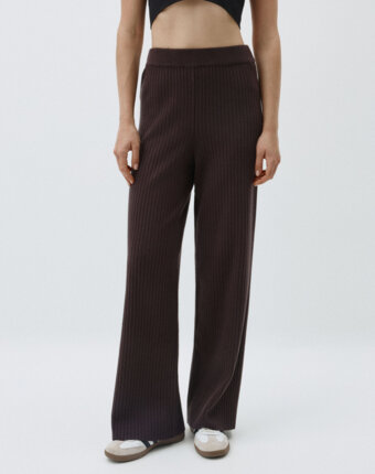 Вязаные брюки в рубчик женщинам