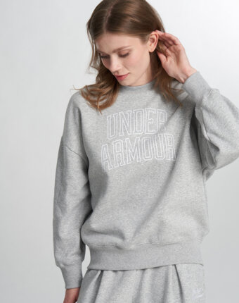 Свитшот женский оверсайз Under Armour Rival Flc OS Varsity Crew, Серый женщинам