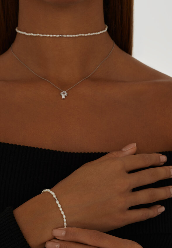 Браслет из серебра с натуральным жемчугом MIE