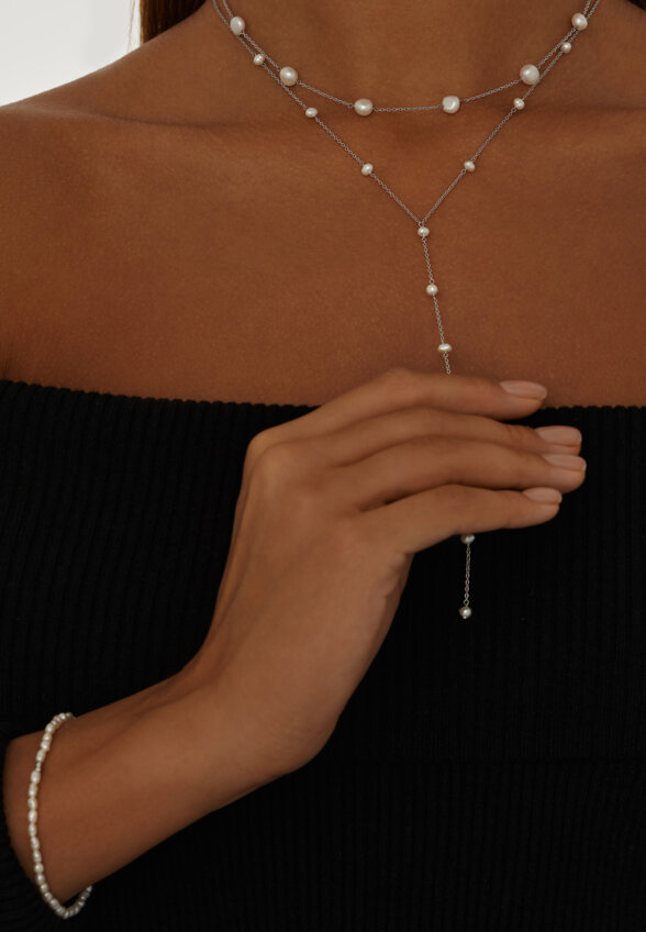 Браслет из серебра с натуральным жемчугом MIE