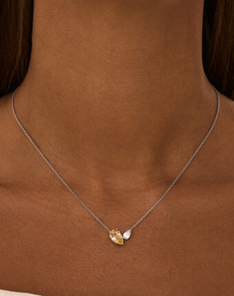 Серебряное колье ЭЙФОРИЯ с цитрином и фианитом MIE женщинам