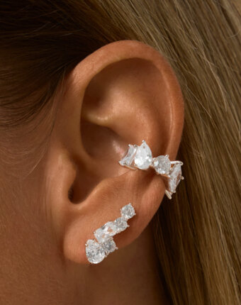 Серебряные серьги-клаймберы с фианитами MIE женщинам