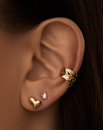 Серебряные пусеты в форме миниатюрных сердечек с покрытием позолота MIESTILO  MIE женщинам