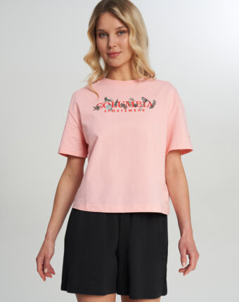 Футболка женская Columbia Rolling Bend Graphic Relaxed Crop SS, Розовый женщинам