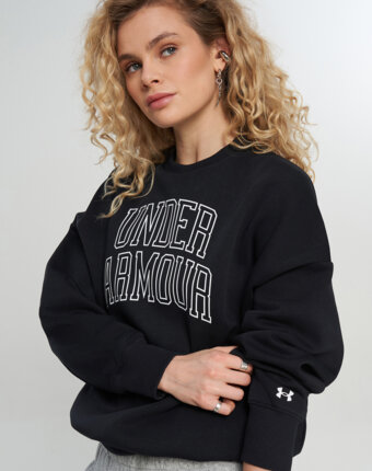 Свитшот женский оверсайз Under Armour Rival Flc OS Varsity Crew, Черный женщинам