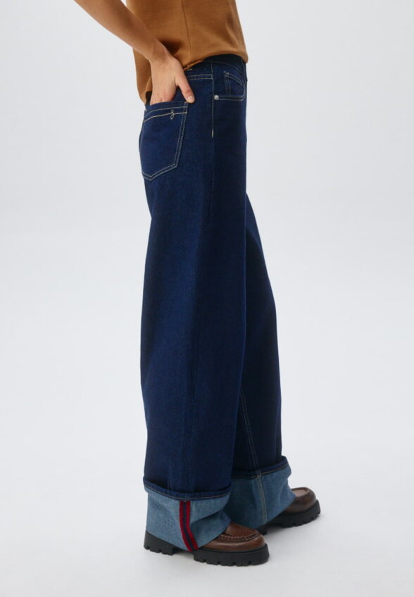 Джинсы Loose Straight с подворотом