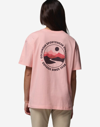 Футболка женская оверсайз Columbia Rolling Bend Graphic Oversized Tee, Розовый женщинам