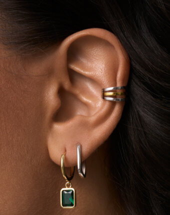 Серебряные серьги Элизабет с фианитом в покрытии желтое золото MIE женщинам