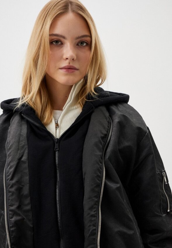 Куртка кожаная утепленная Zolla