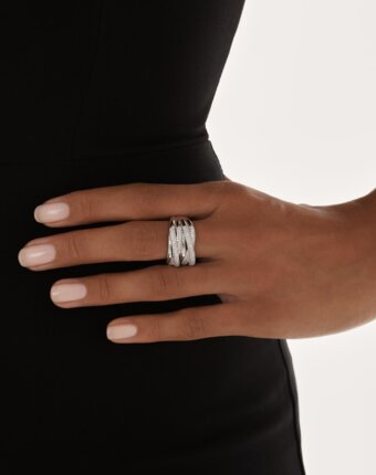 Кольцо многослойное с фианитами серебряное MIE женщинам