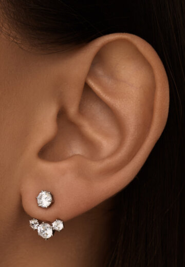 Серебряные серьги-джекеты с фианитами MIESTILO  MIE