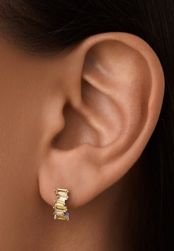 Миниатюрные серьги-конго с желтыми фианитами MIESTILO  MIE