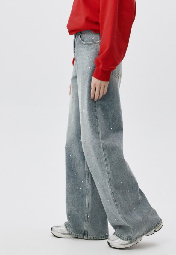 Джинсы WIDE LEG с декоративными брызгами
