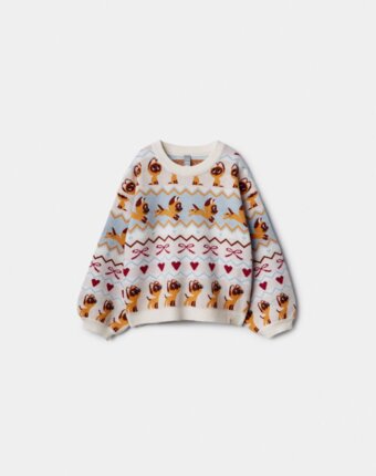 Жаккардовый джемпер для девочек из коллекции SELA × Союзмультфильм детям