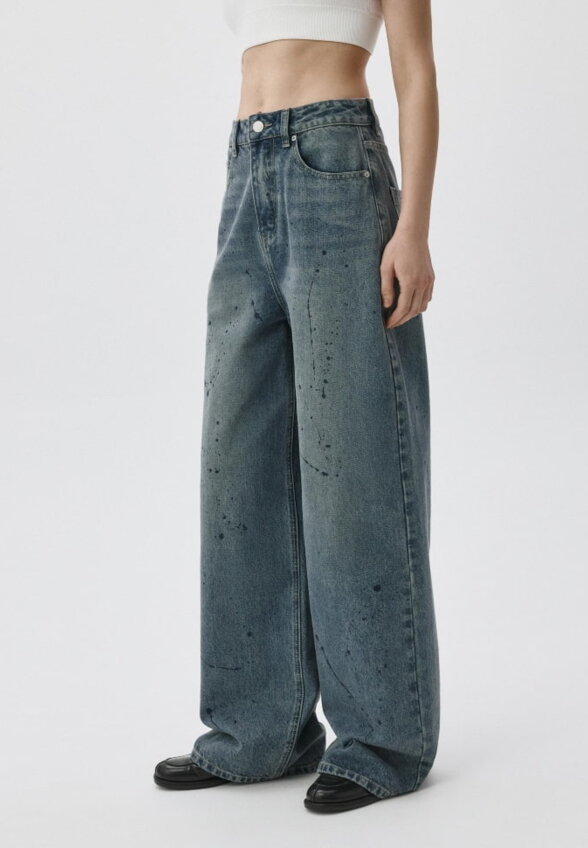 Джинсы WIDE LEG с декоративными брызгами