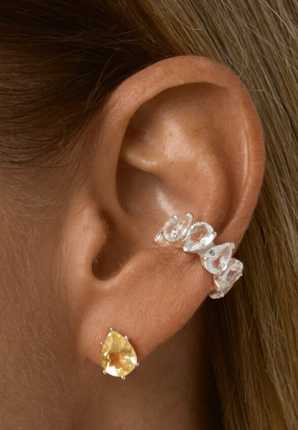 Серебряный кафф ЭРОС с горным хрусталем MIE