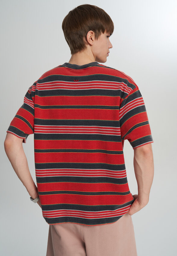 Футболка мужская Vans LX Pique Stripe SS, Красный