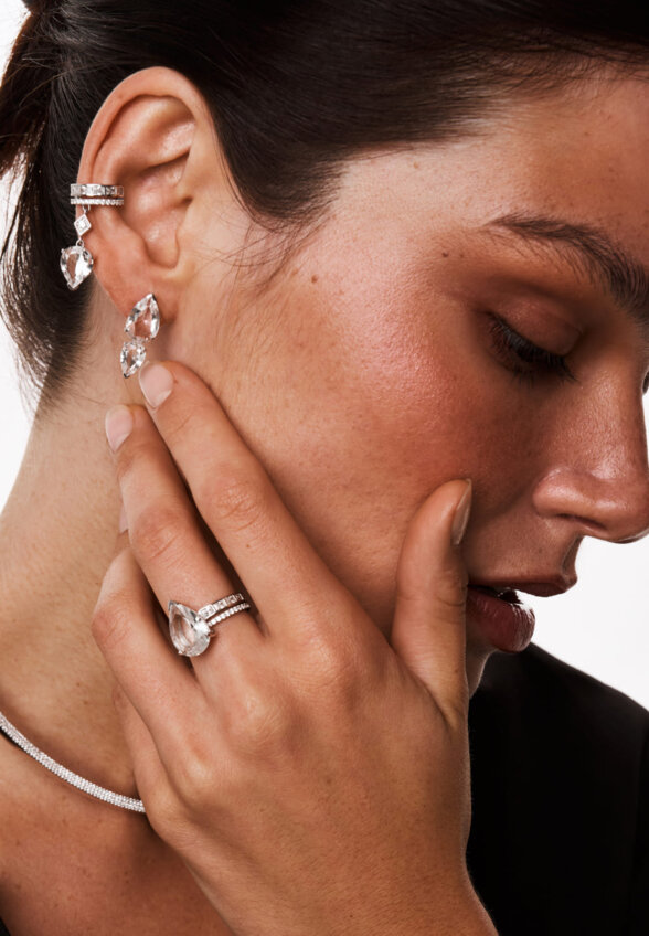 Крупное серебряное кольцо МАЙЯ П с горным хрусталем MIE