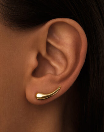 Серебряные серьги-клаймберы в покрытии желтое золото MIE женщинам