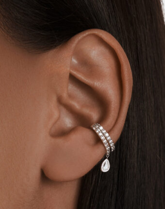 Кафф из серебра с фианитами с каплей MIE женщинам