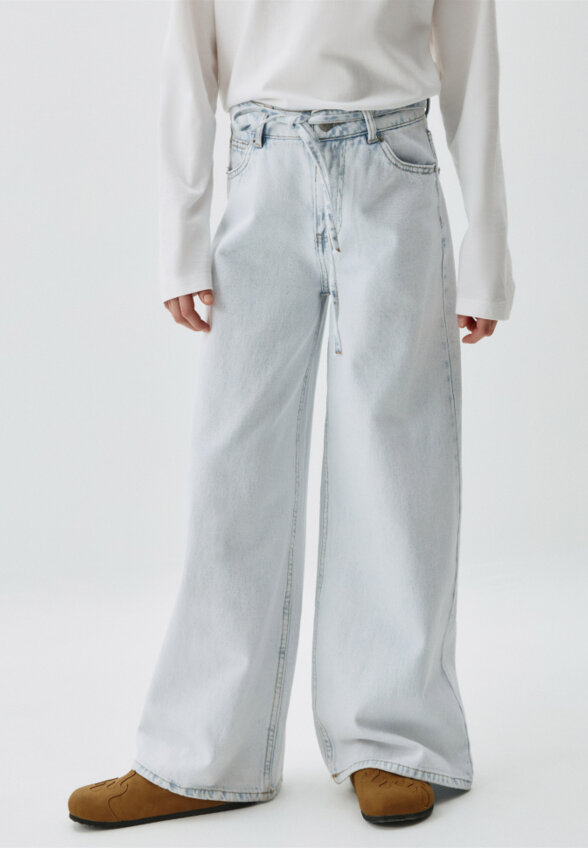 Джинсы Wide leg со шнурком для девочек