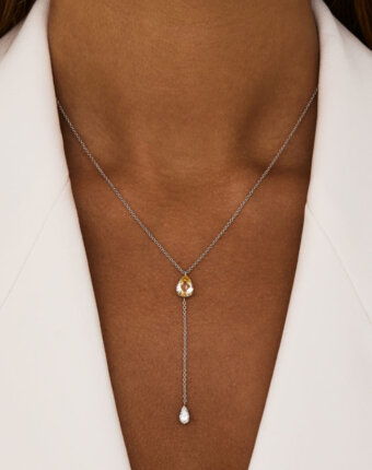 Серебряное колье-галстук ЭЙФОРИЯ с цитрином и фианитом MIE женщинам