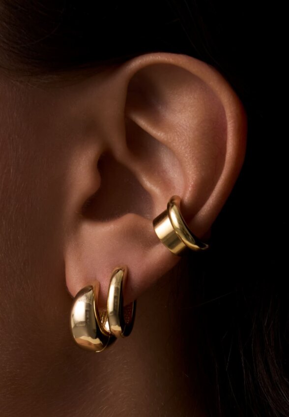 Серьги-конго из серебра в покрытии желтое золото MIE