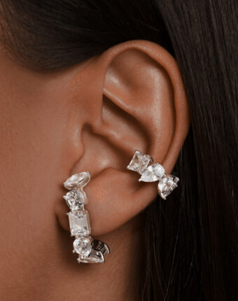 Серебряные серьги-скобы ГРАЦИЯ с фианитами MIE женщинам