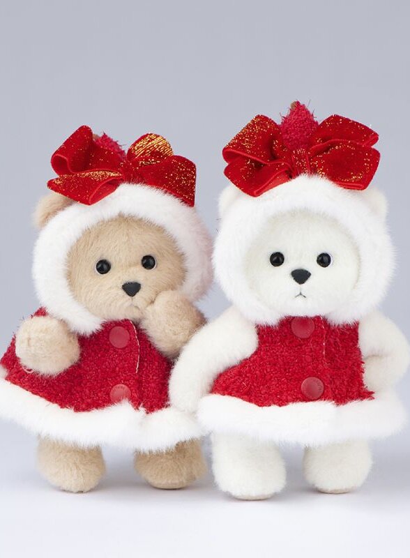 Медведь Lina TeddyTales, XS ,в плаще с бантоом, молочный, брелок, 15 см