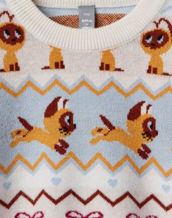 Жаккардовый джемпер для девочек из коллекции SELA × Союзмультфильм детям