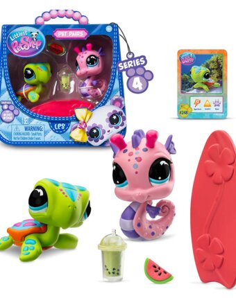 Игровой набор LITTLEST PET SHOP "Пара друзей", Пляжные приключения, морской конек и черепашка детям