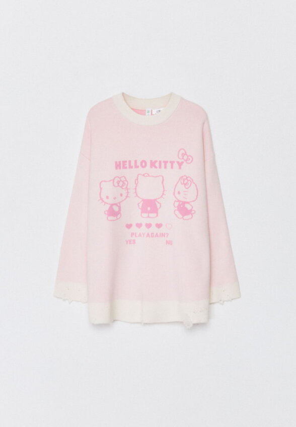 Вязаный джемпер в стиле гранж с Hello Kitty для девочек
