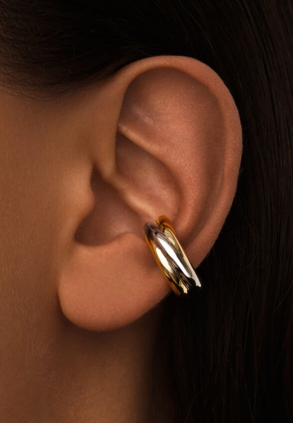 Серебряный перекрестный кафф биколор MIE