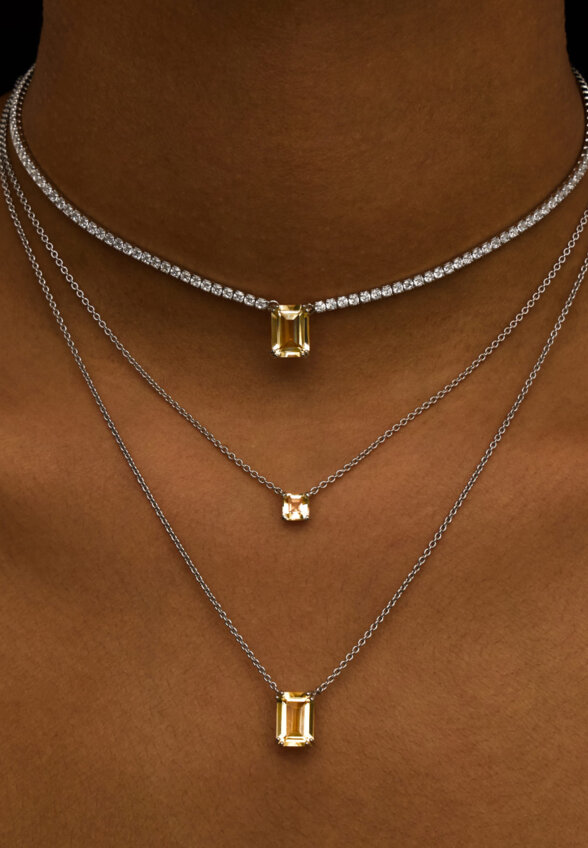 Теннисное серебряное колье ЭЙФОРИЯ с цитрином MIE