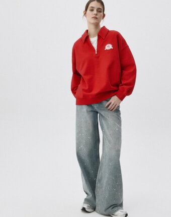 Джинсы WIDE LEG с декоративными брызгами женщинам