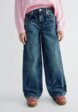 Широкие джинсы с винтажной стиркой для девочек2  - превью
