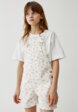 Джинсовый комбинезон с принтом для девочек1  - превью