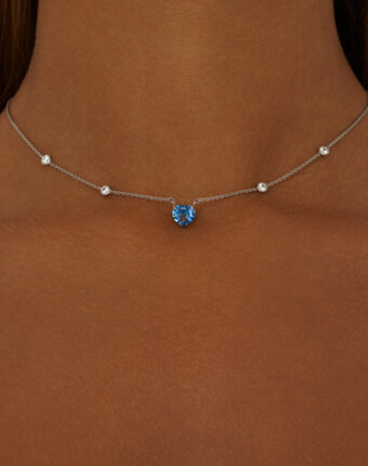 Колье с голубым сердцем из серебра MIE женщинам