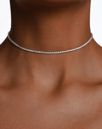 Теннисное серебряное колье чокер с фианитами MIE женщинам