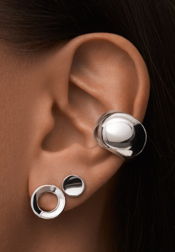 Широкий объемный кафф из серебра MIE