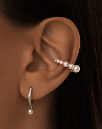 Серьги из серебра с натуральным жемчугом и фианитами MIE женщинам