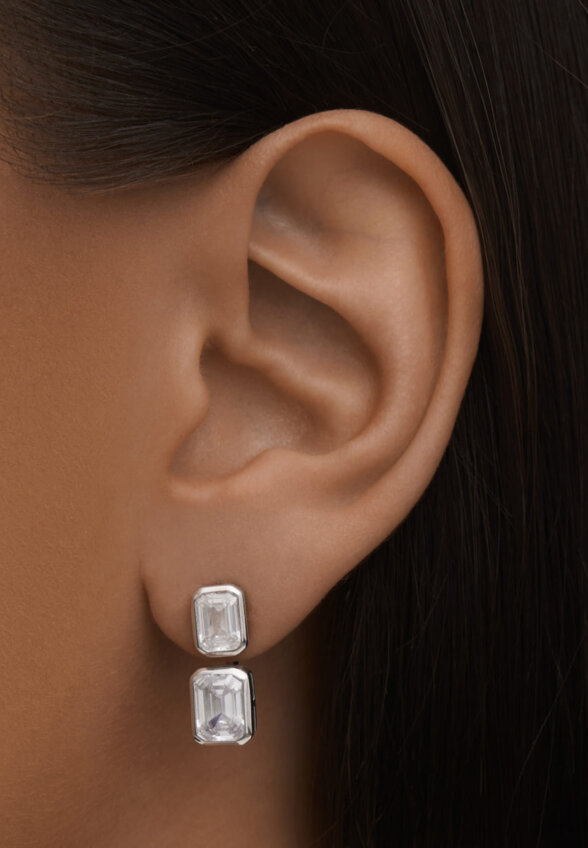 Серебряные серьги-трансформеры ПОЛНОЧЬ с фианитами MIE