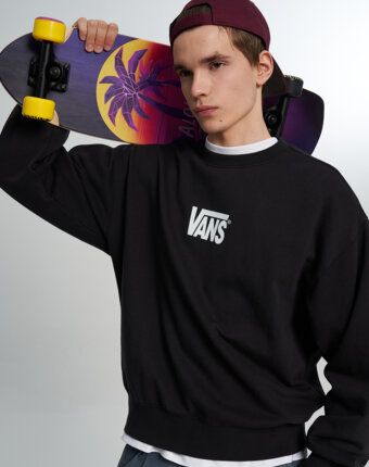 Свитшот мужской Vans Stretch Logo Crew, Черный женщинам