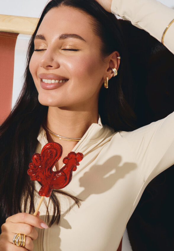 Широкое многослойное кольцо из серебра биколор MIE