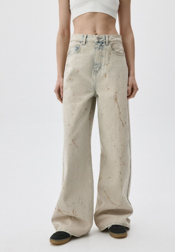 Джинсы WIDE LEG с декоративными брызгами